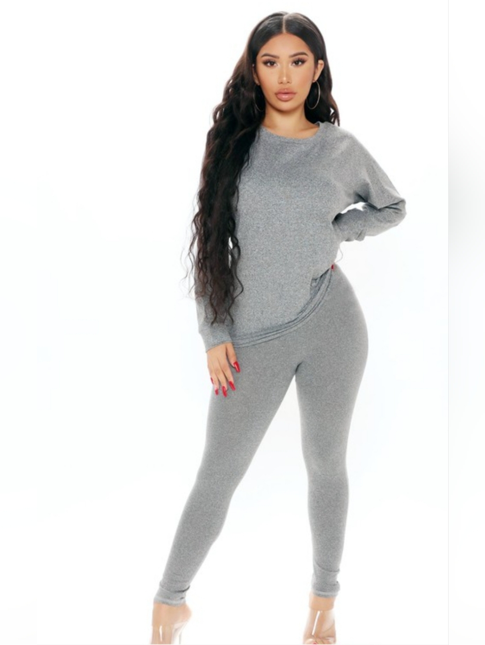 Light Gray Ribbed Leggings Set